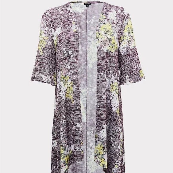 Torrid Hacci Floral HI-LO Kimono Cardigan Purple Size 2 2X Women’s plus duster - Picture 4 of 14